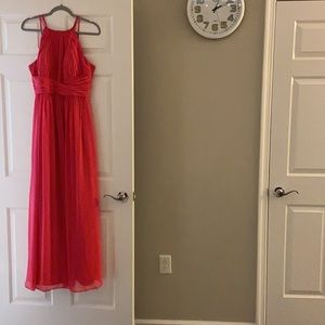 Long pink bridesmaid dress